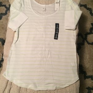 Gap t shirt. White with green stripes. Size Med